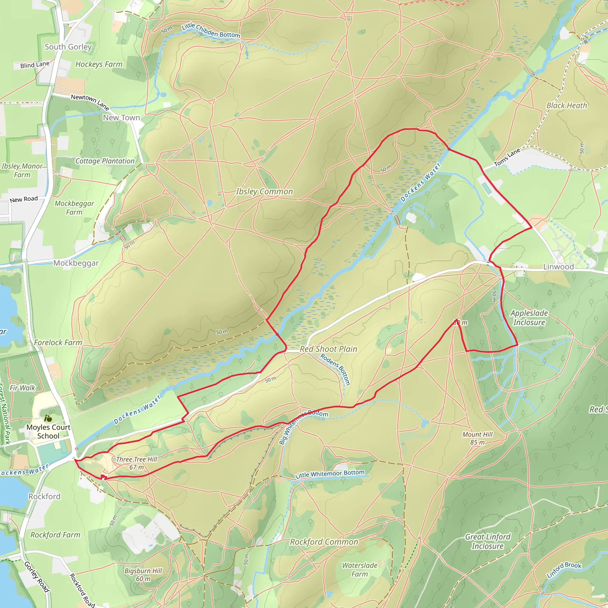 Red Shoot Plain and Digden Bottom Loop mobile static map