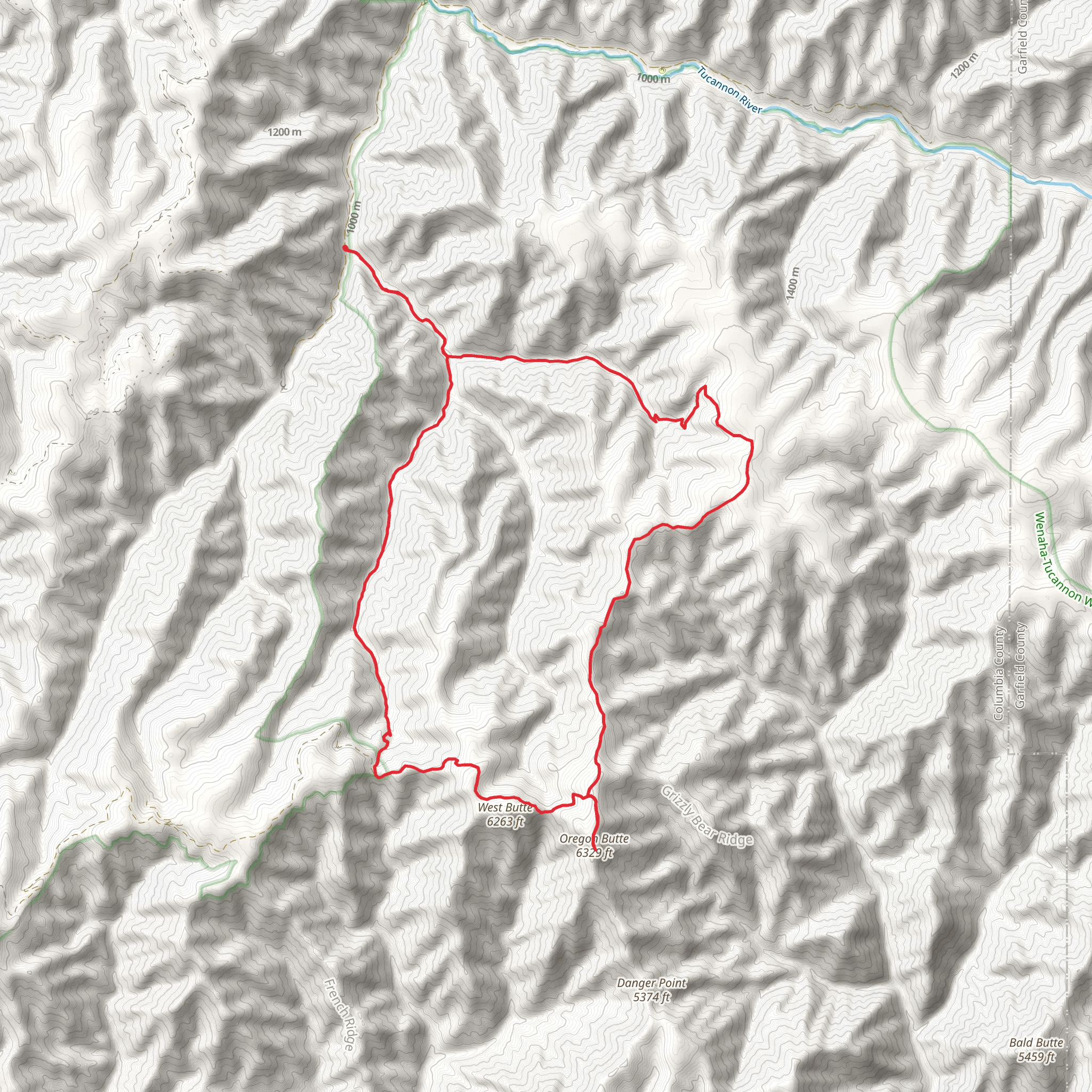 Oregon Butte, Turkey Creek and Panjab Trail mobile static map