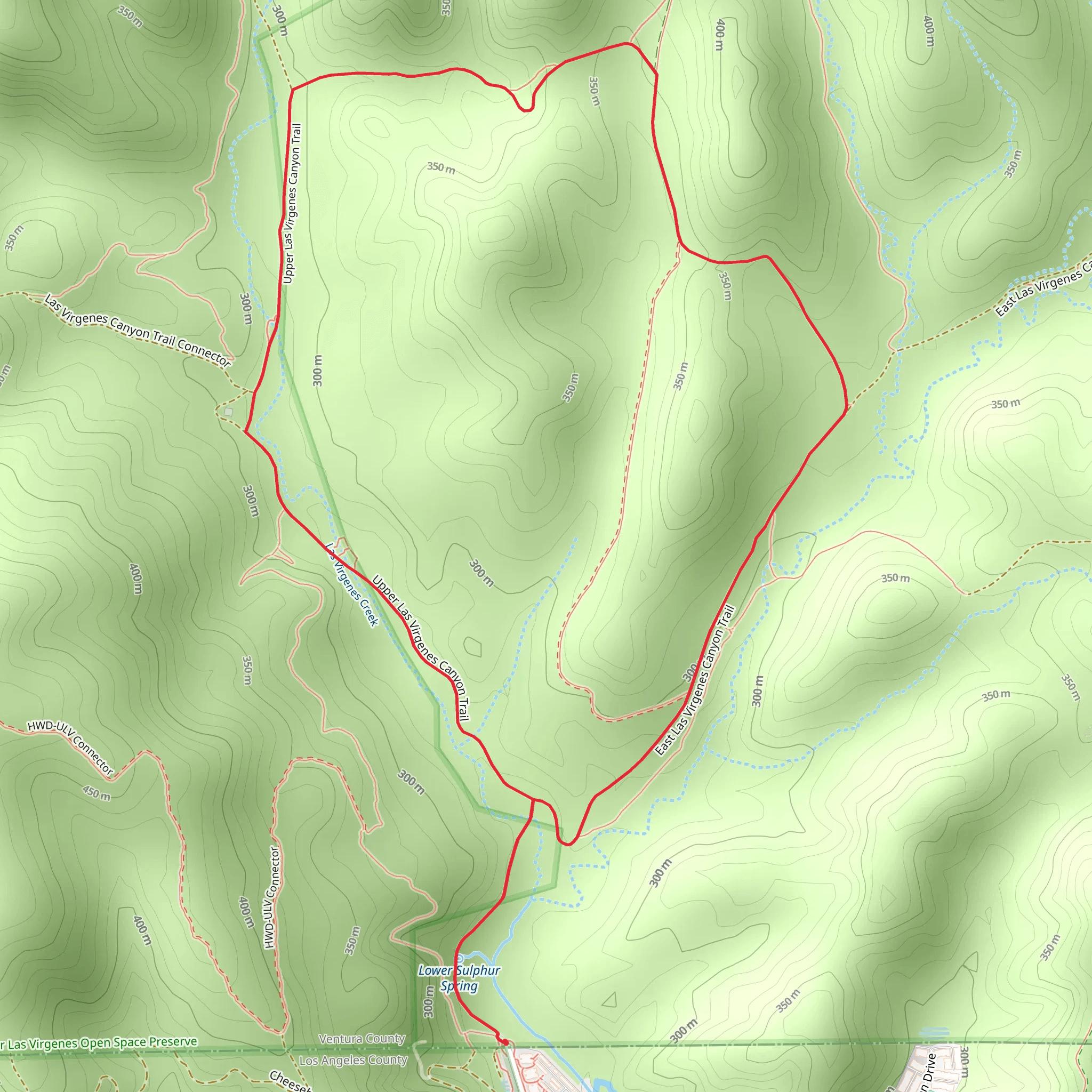 East and Upper Las Virgenes Canyon Upper Las Virgenes Canyon Loop Trail mobile static map