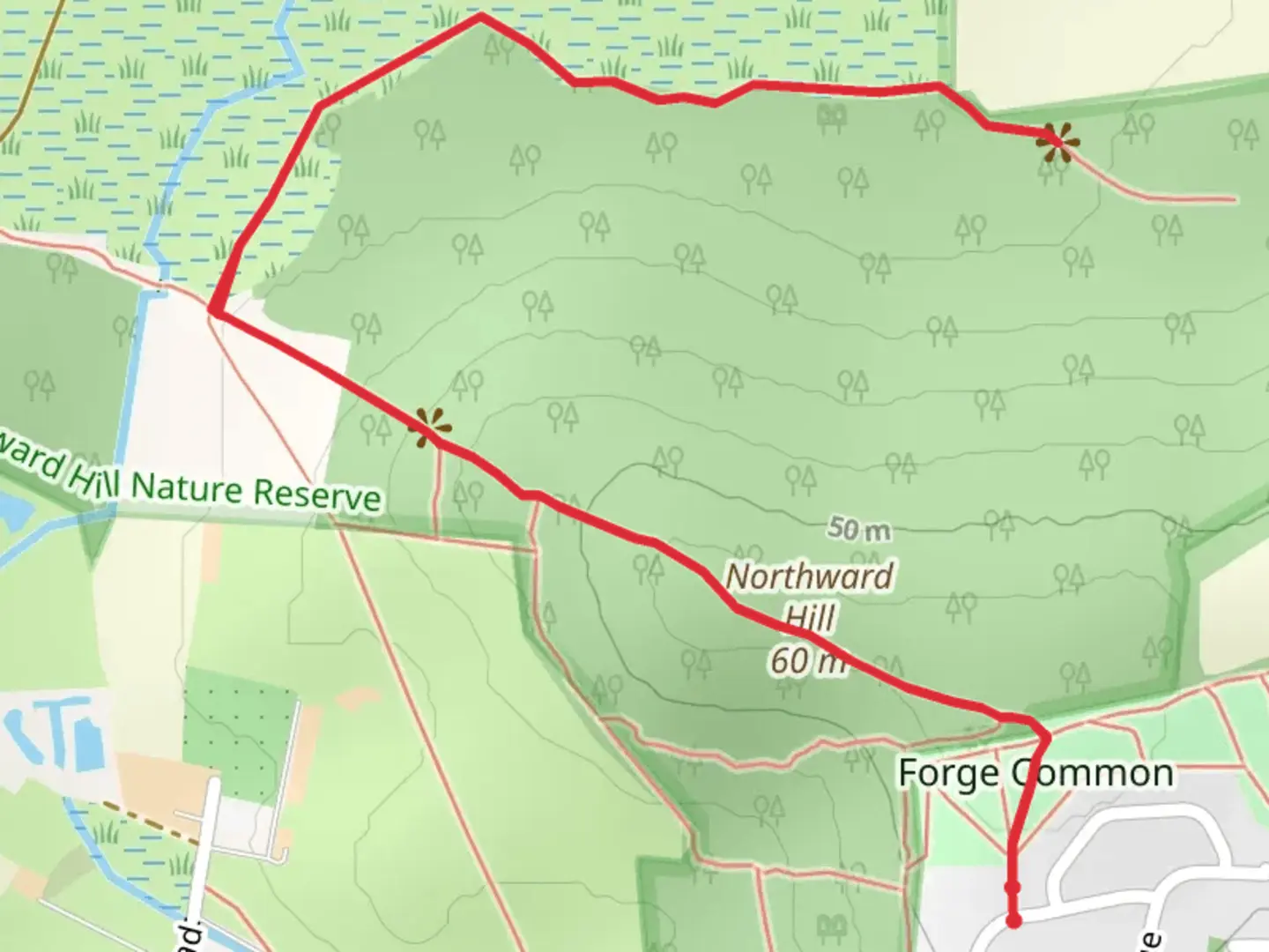 An image depicting the trail Northward Hill and Heronry Viewpoint Walk and its surrounding area.