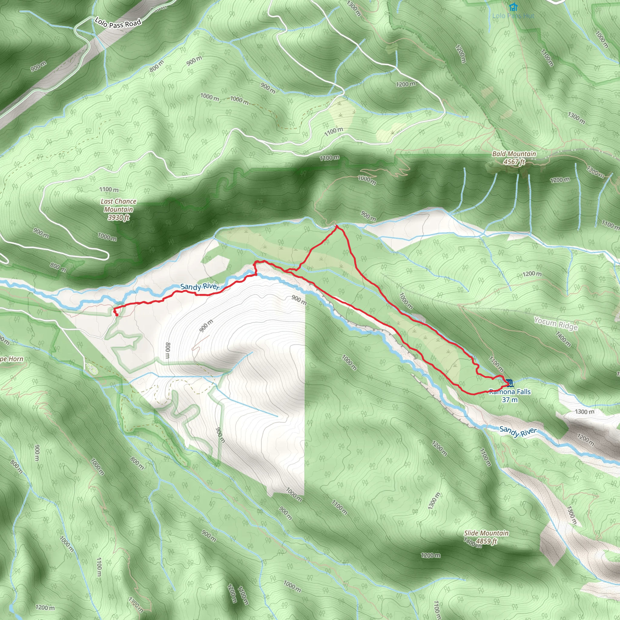 Ramona Falls Trail mobile static map