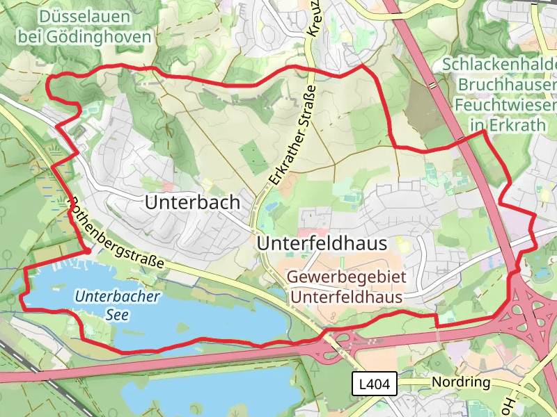 Unterbacher See via Kikweg, Roemerweg and Struecker Weg