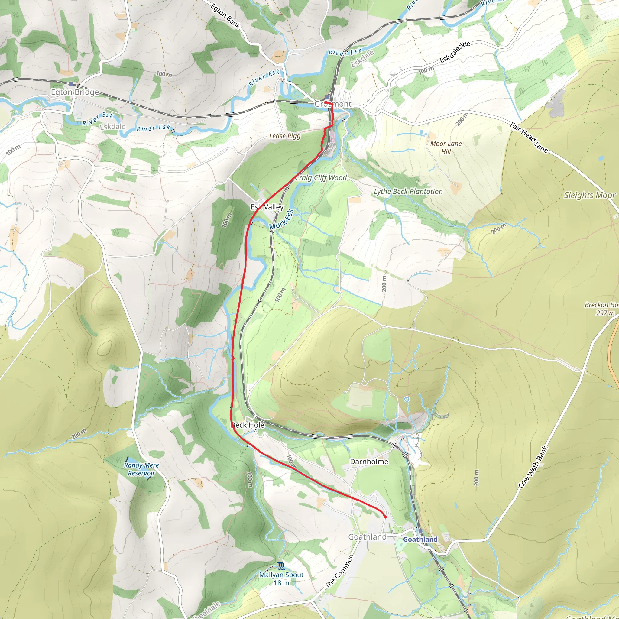 Grosmont to Goathland Rail Trail mobile static map