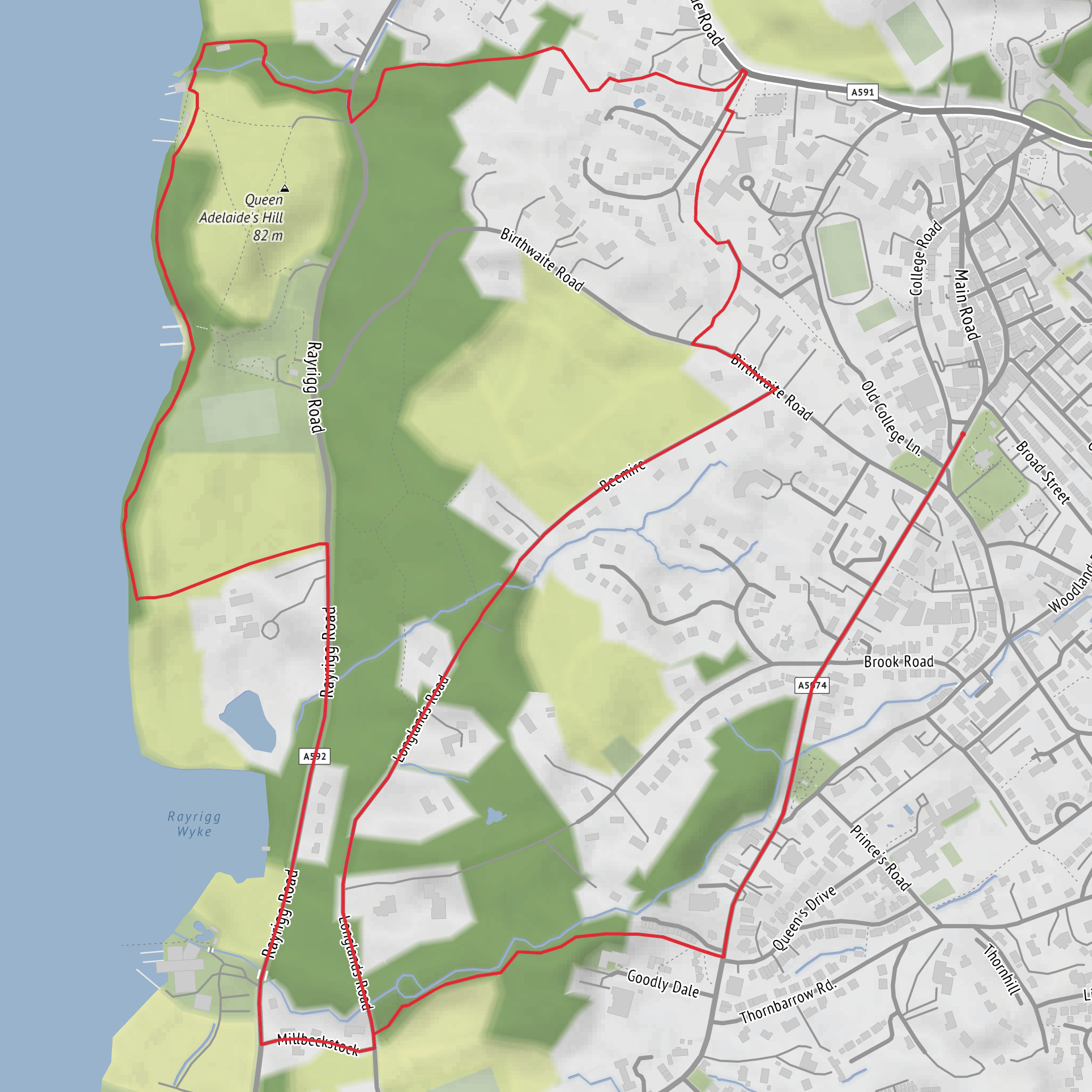 Windermere and Queen Adelaide's Hill Loop mobile static map