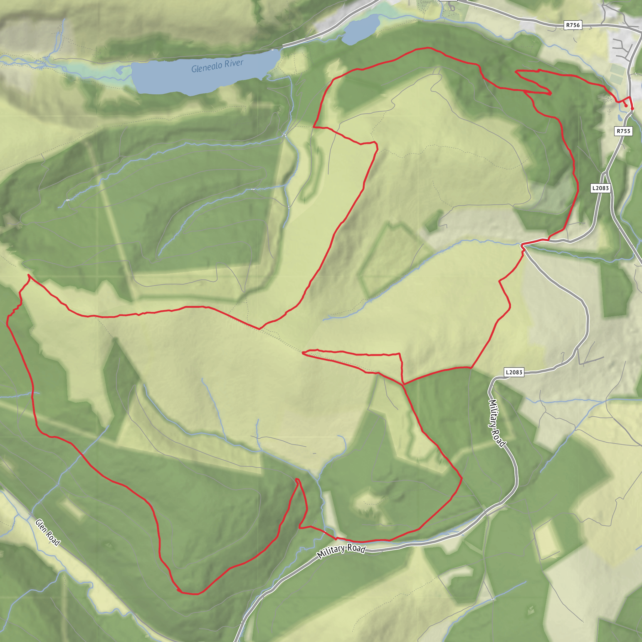 Laragh Orange Trail to Mulacor and Back mobile static map