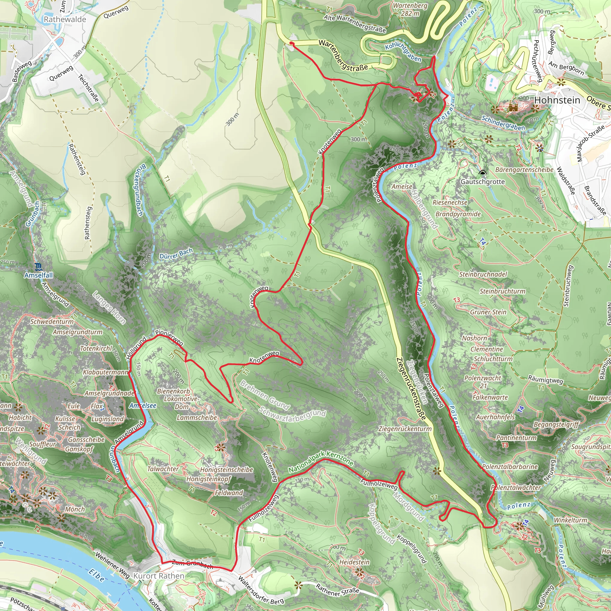 Gruenbach and Hockstein via Sebnitztal Weg mobile static map