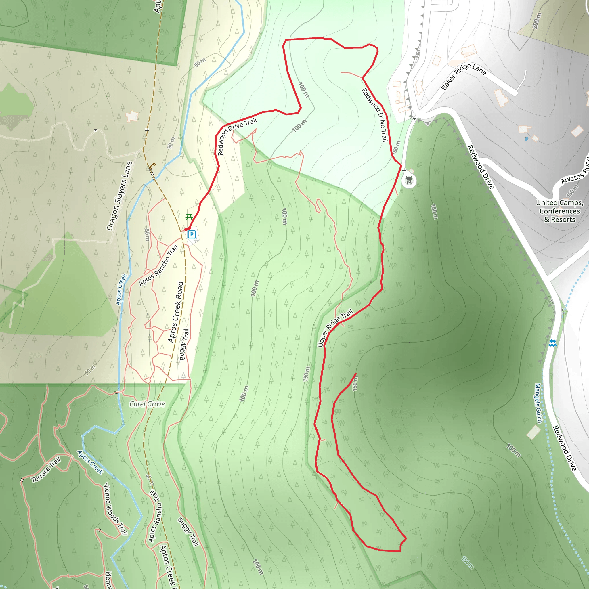 Redwood Road Trail mobile static map