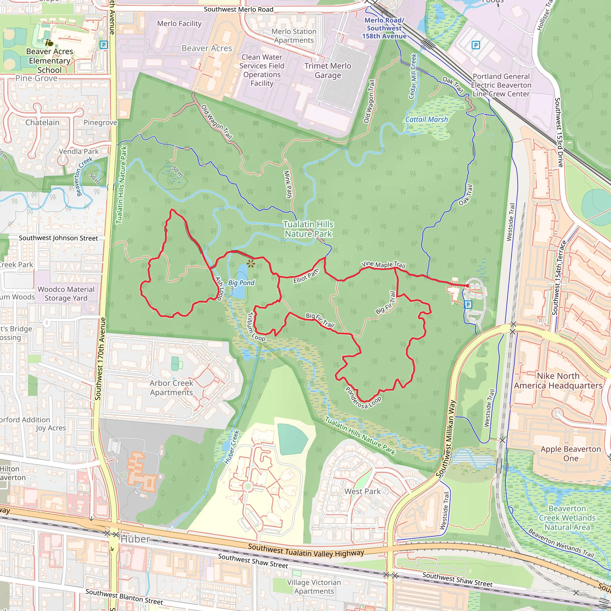 Ponderosa, Big Fir and Ash Loop Trail mobile static map