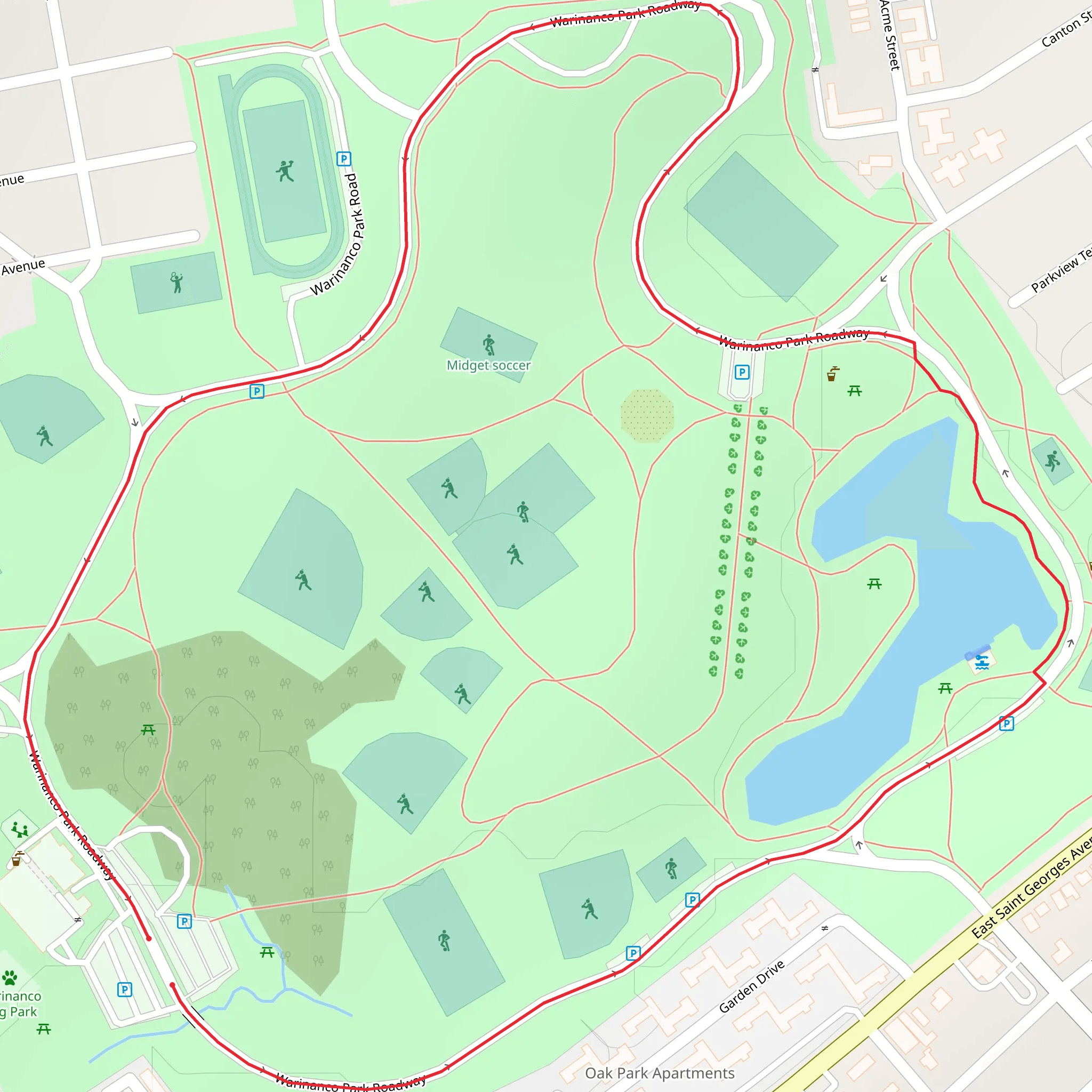 Warinanco Park Loop mobile static map