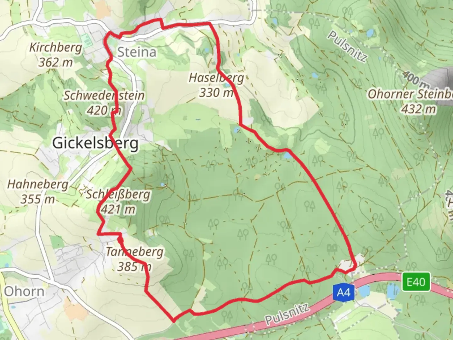 An image depicting the trail Tanneberg via Luchsenburgweg and its surrounding area.