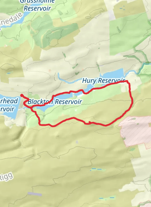 Balderhead Reservoir,Blackton Reservoir and Baldersdale loop mobile static map