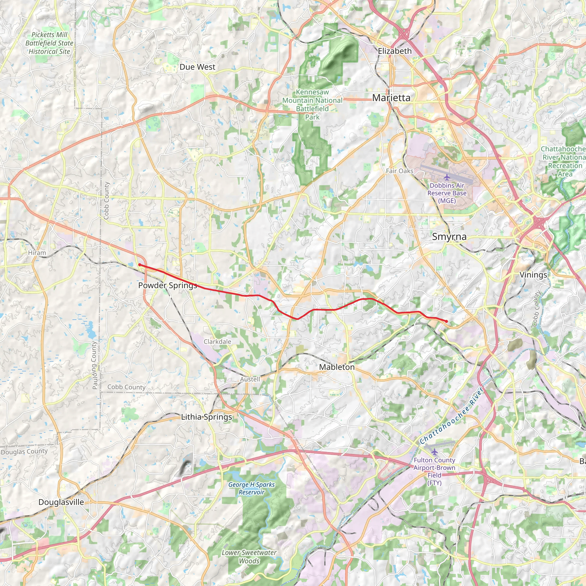 Silver Comet Trail from Laurel Lake mobile static map