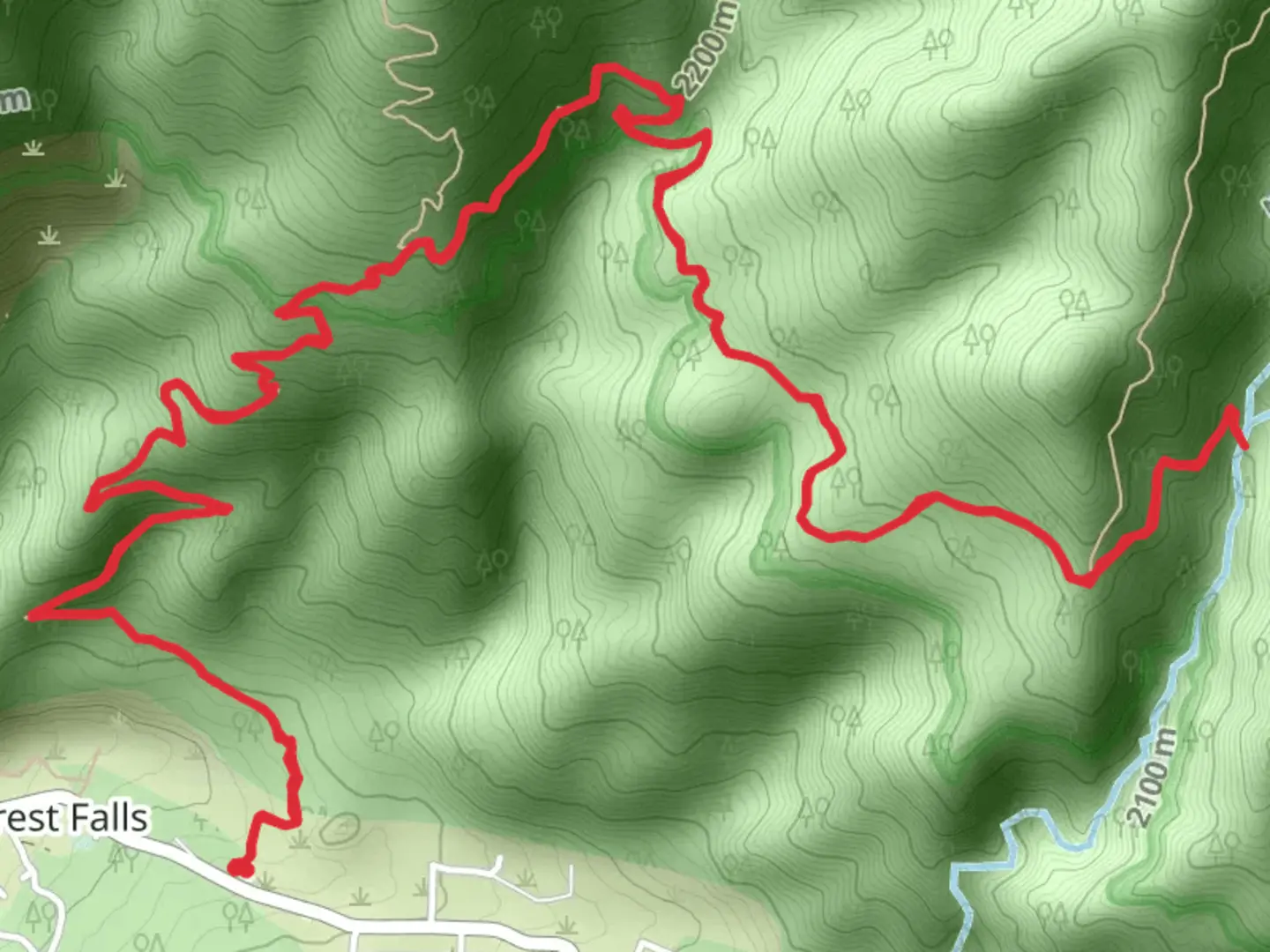 An image depicting the trail Dobbs Cabin via Momyer Creek Trail and its surrounding area.