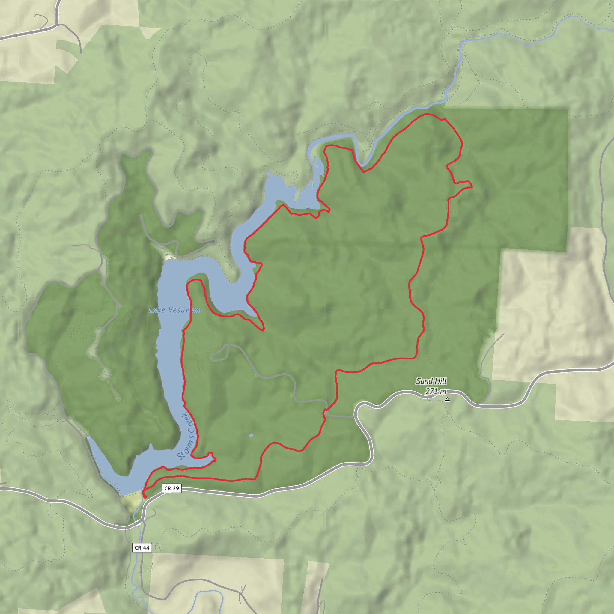 Lake Vesuvius via Lakeshore Trail mobile static map