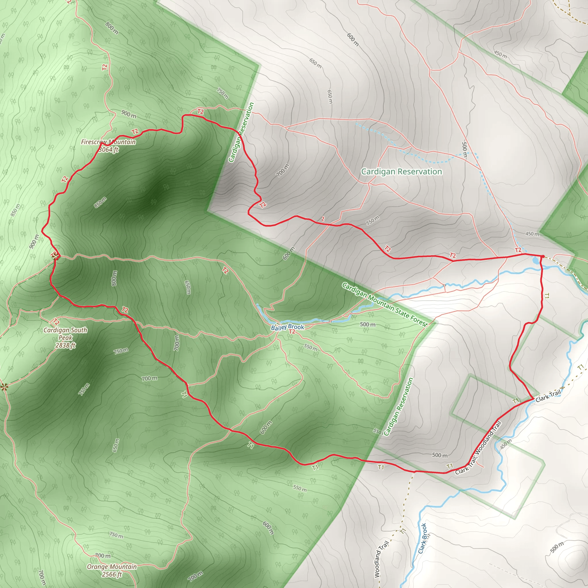 Mount Cardigan and Firescrew Mountain Loop Trail mobile static map