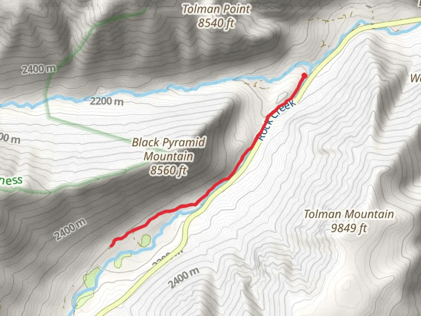 An image depicting the trail Rock Creek and its surrounding area.