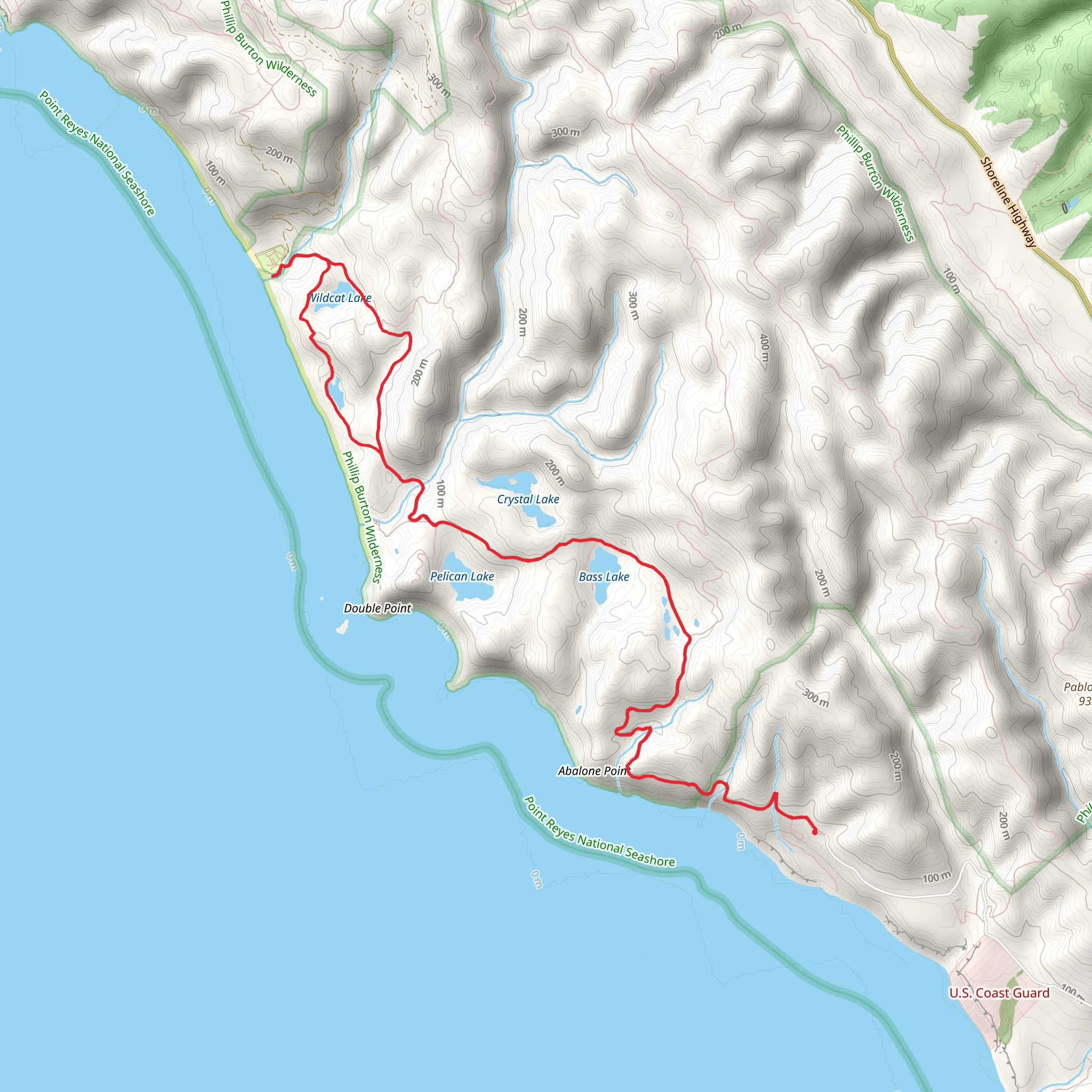 Wildcat Lake and Ocean Lake Loop via Coast Trail mobile static map