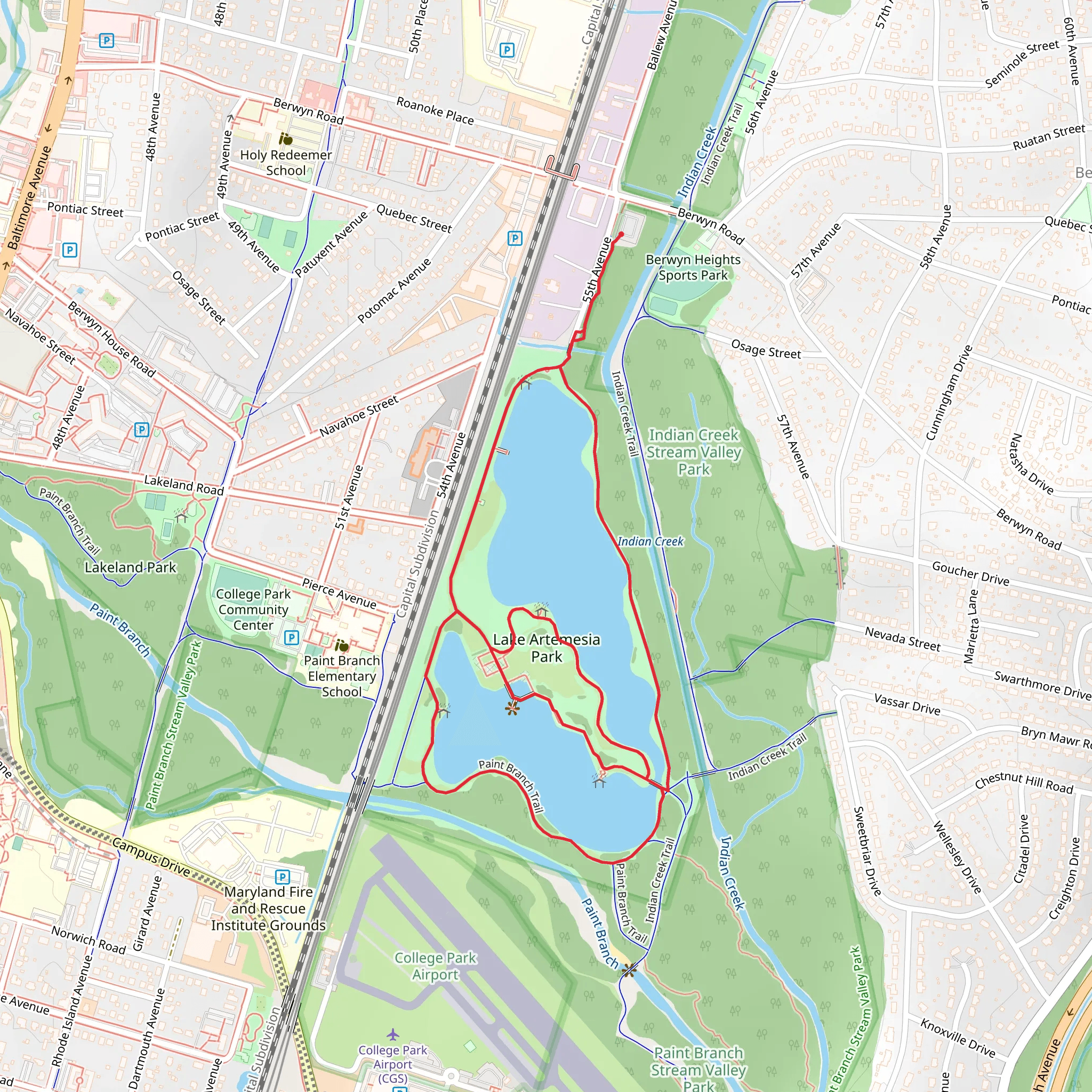 Lake Artemesia Loop Trail mobile static map