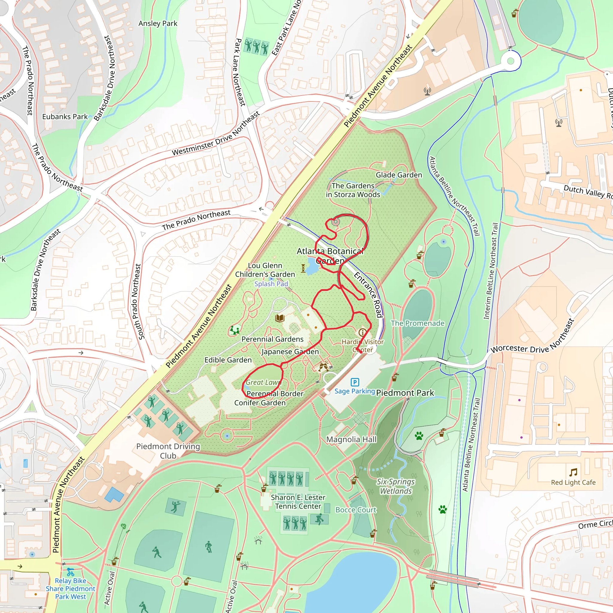 Atlanta Botenical Garden and Japanese Garden Loop mobile static map
