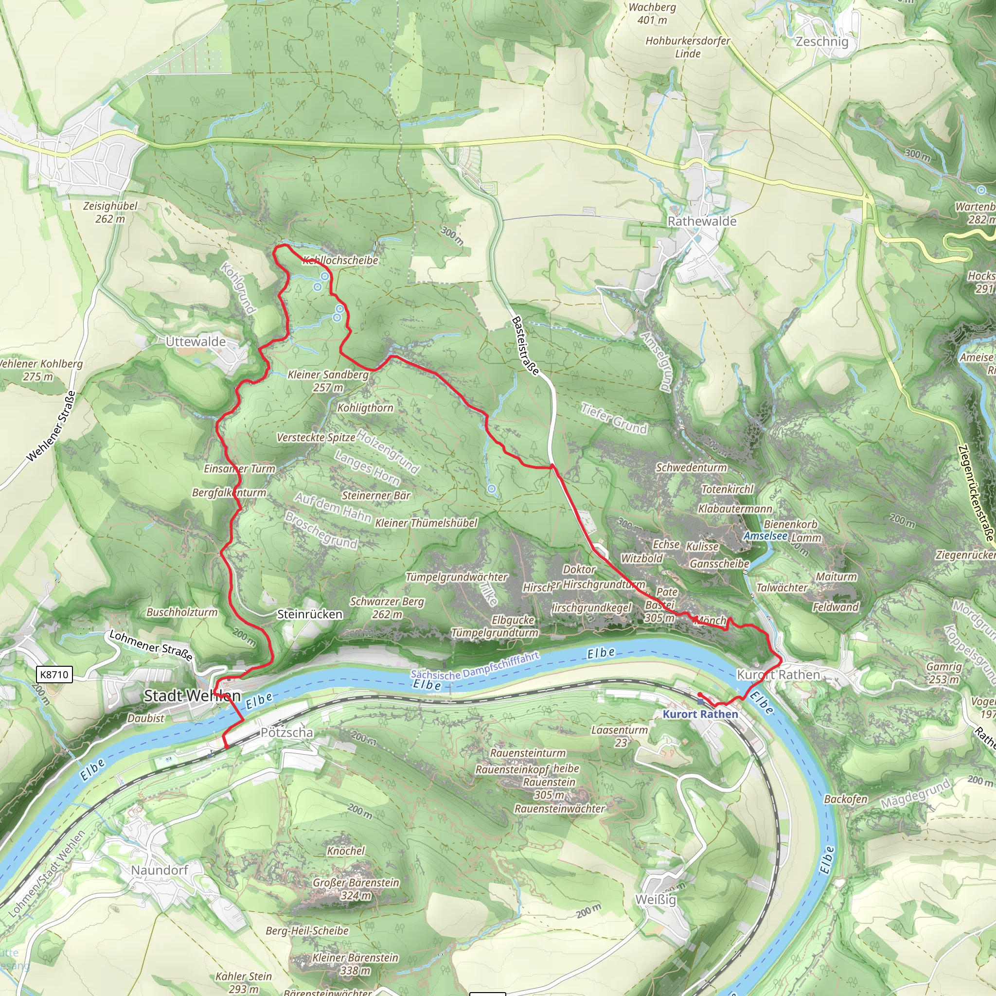 Stadt Wehle to Oberrathen via Schleifgrund, Brückwaldweg and Basteiweg mobile static map