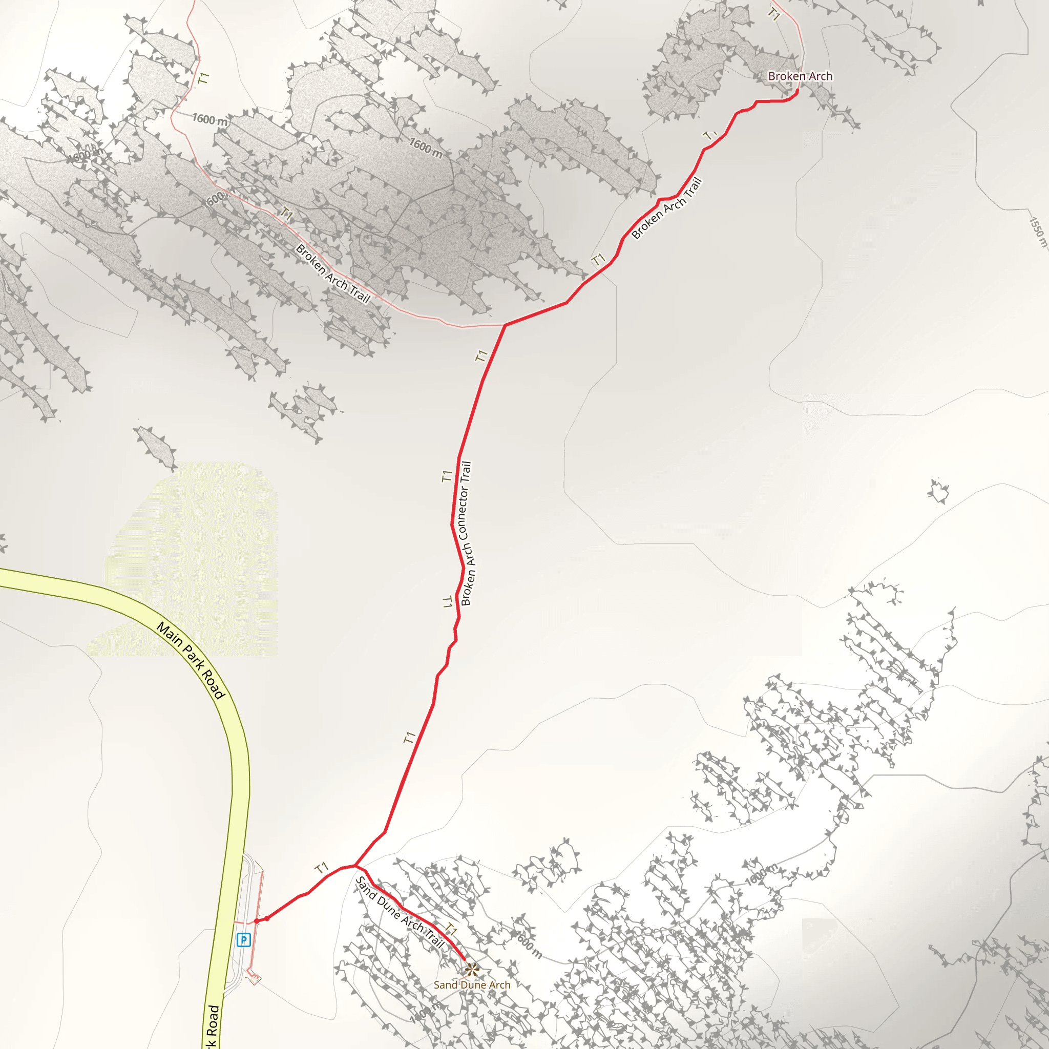 Broken Arch Connector Trail mobile static map