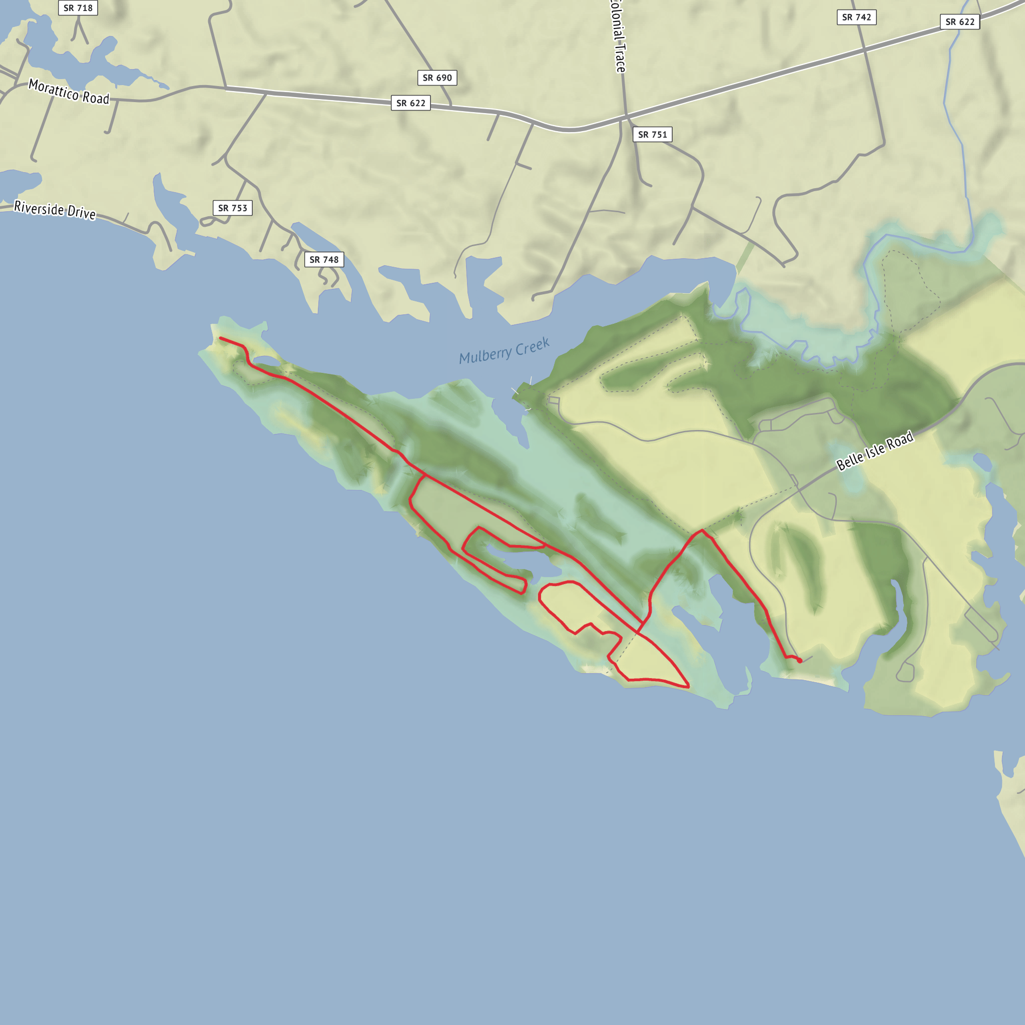 Belle Isle and Neck Fields Trail mobile static map