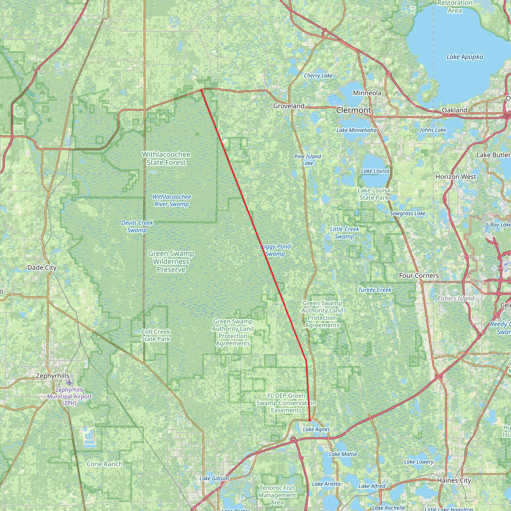 Van Fleet State Trail from Polk City mobile static map