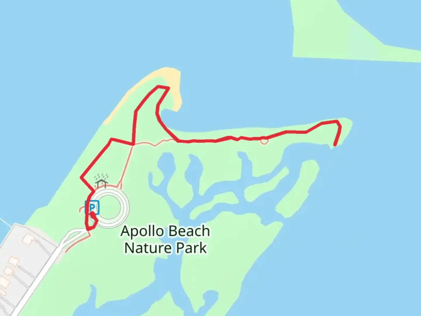 An image depicting the trail Apollo Beach Nature Park and its surrounding area.