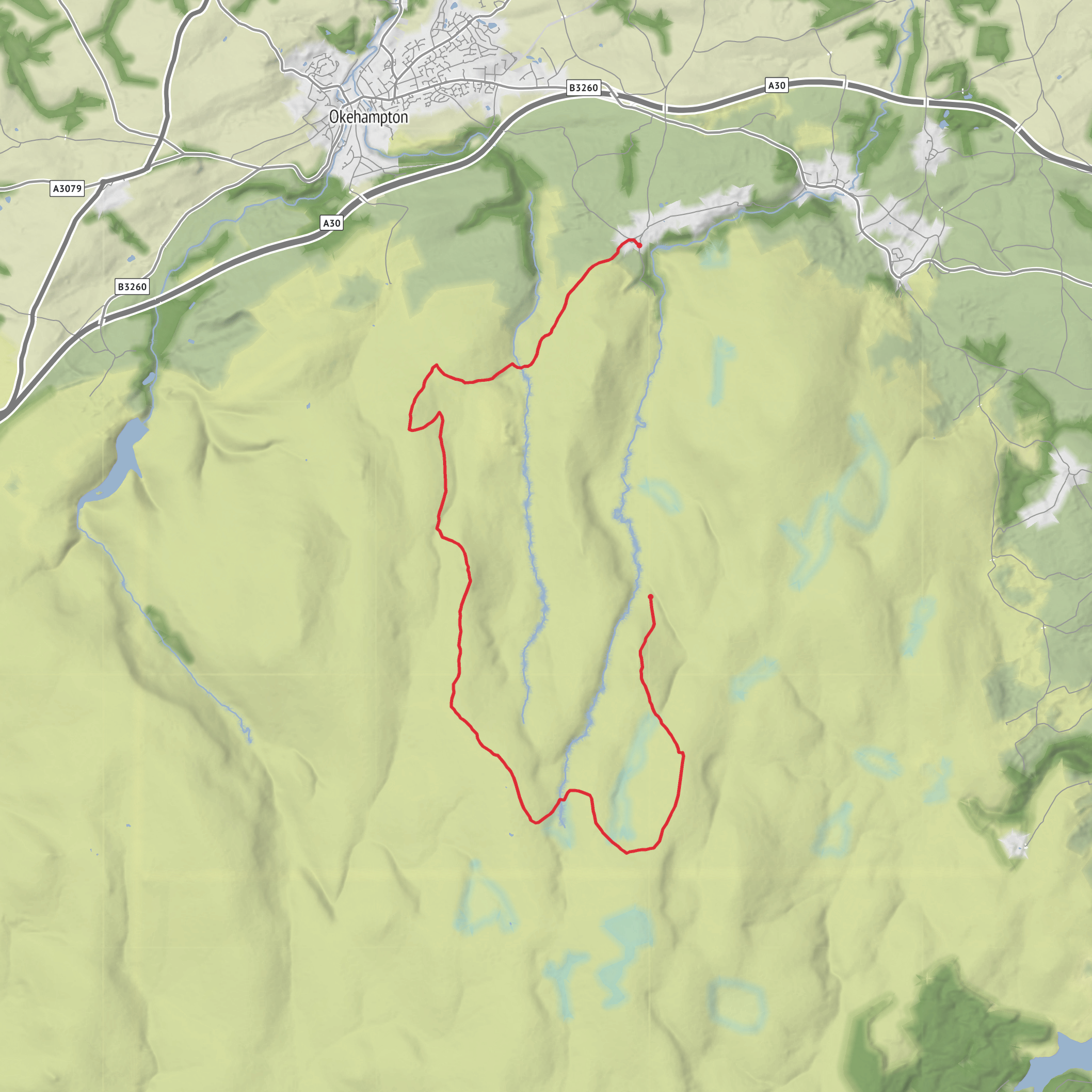 Hike from Belstone via Rowtor, East Mil Tor, Okement Hill and Wild Tor mobile static map
