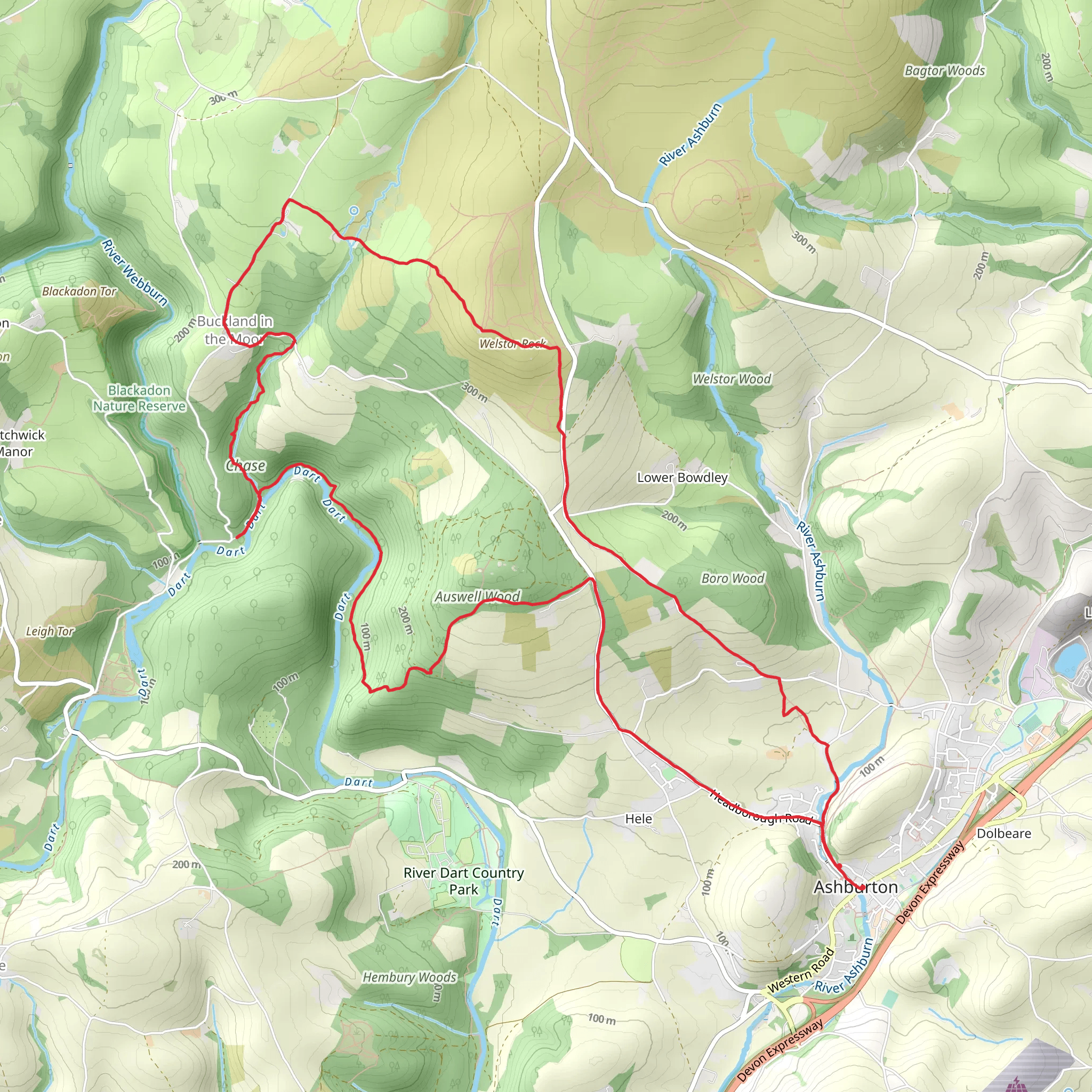 Buckland Beacon through Ausewell woods Loop mobile static map
