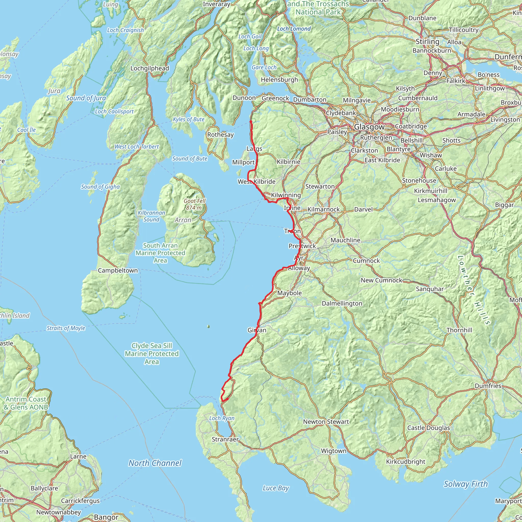 Ayrshire Coastal Path mobile static map
