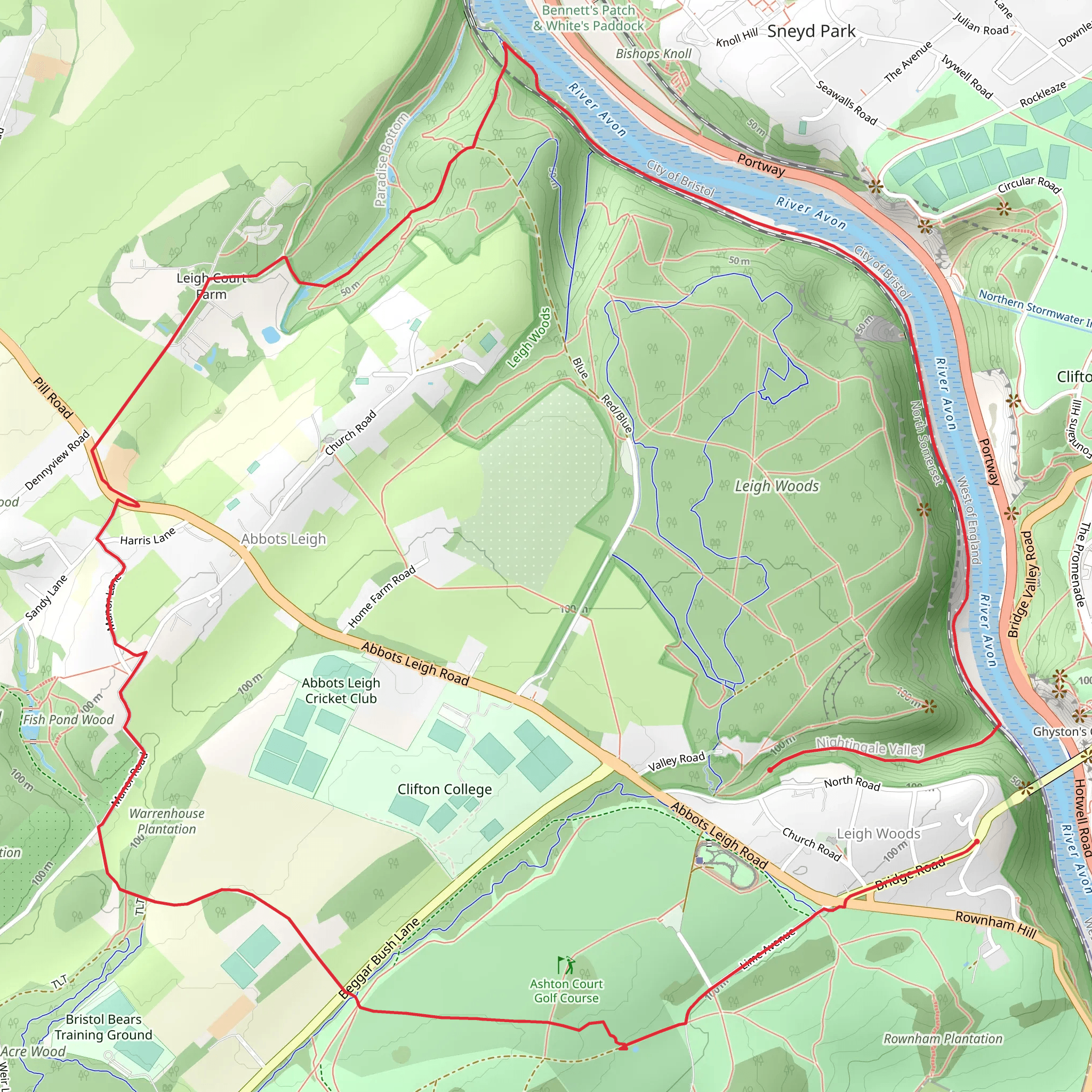 River Avon and Leigh Woods NNR Loop mobile static map