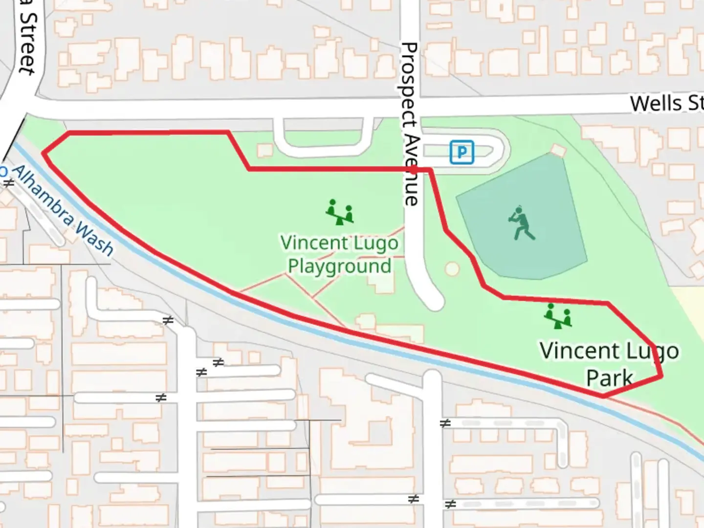 An image depicting the trail Vincent Lugo Park Loop and its surrounding area.