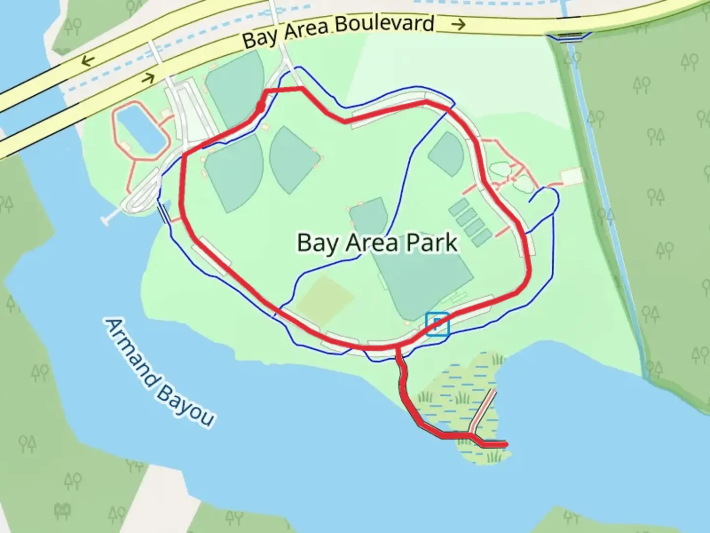 An image depicting the trail Bay Area Park Loop and its surrounding area.