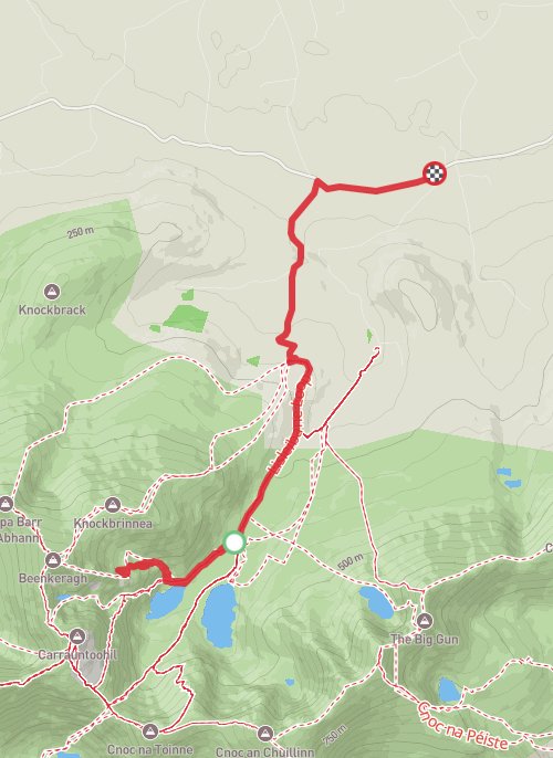 A map preview of the recording Hike on Carrauntoohil via O'Sheas Gully.