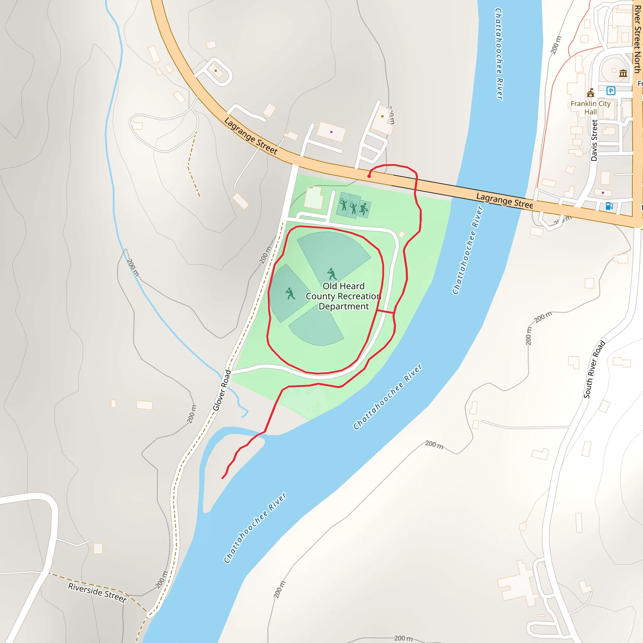 Old Heard County Recreation Department Out and Back mobile static map