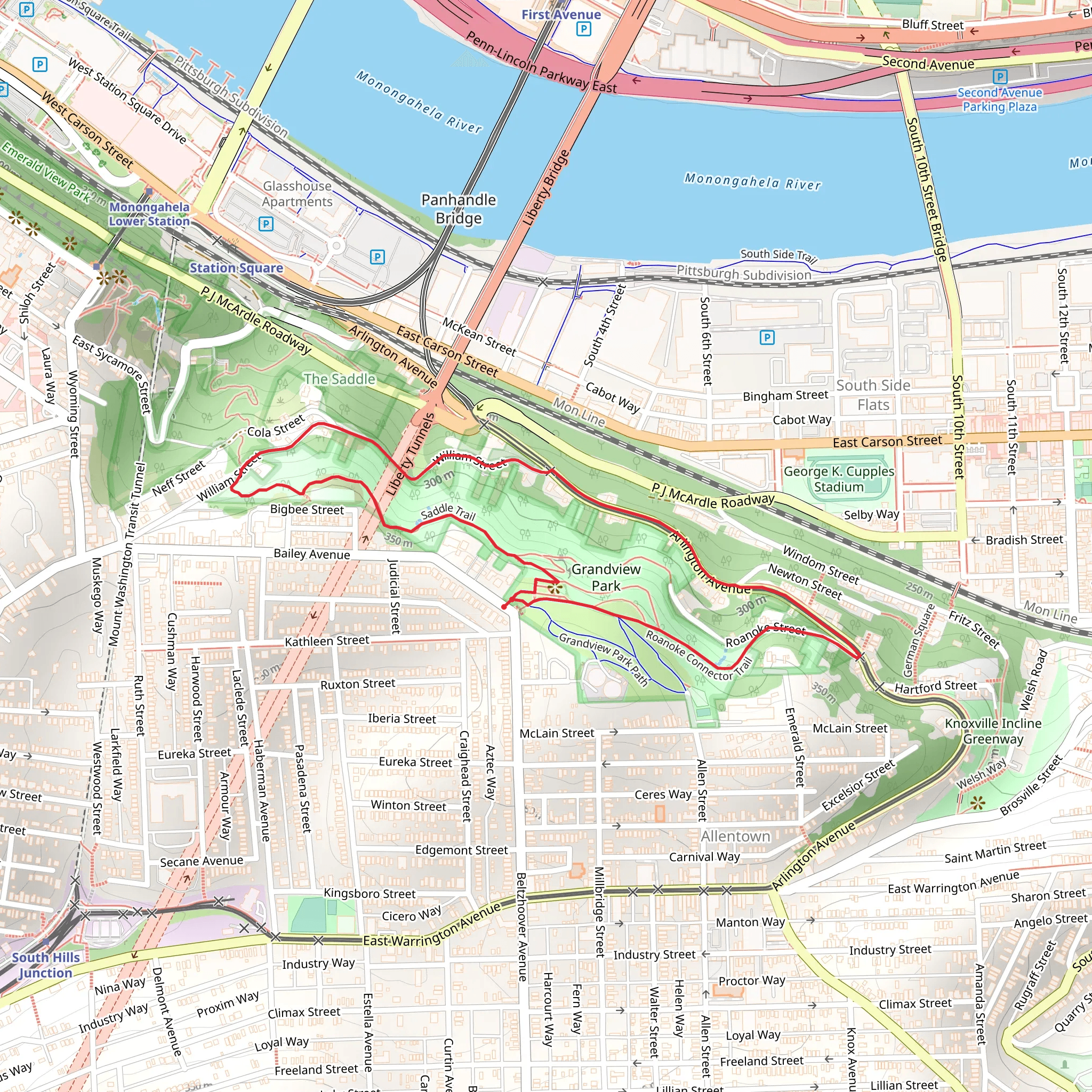 Grandview Park Path Loop from Bailey Avenue mobile static map