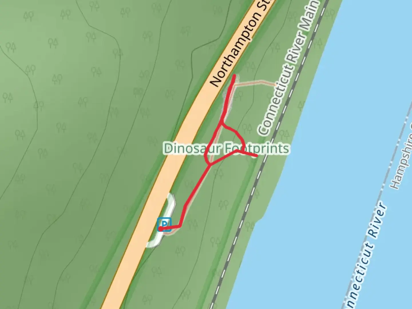 An image depicting the trail Connecticut River from Northampton Street and its surrounding area.