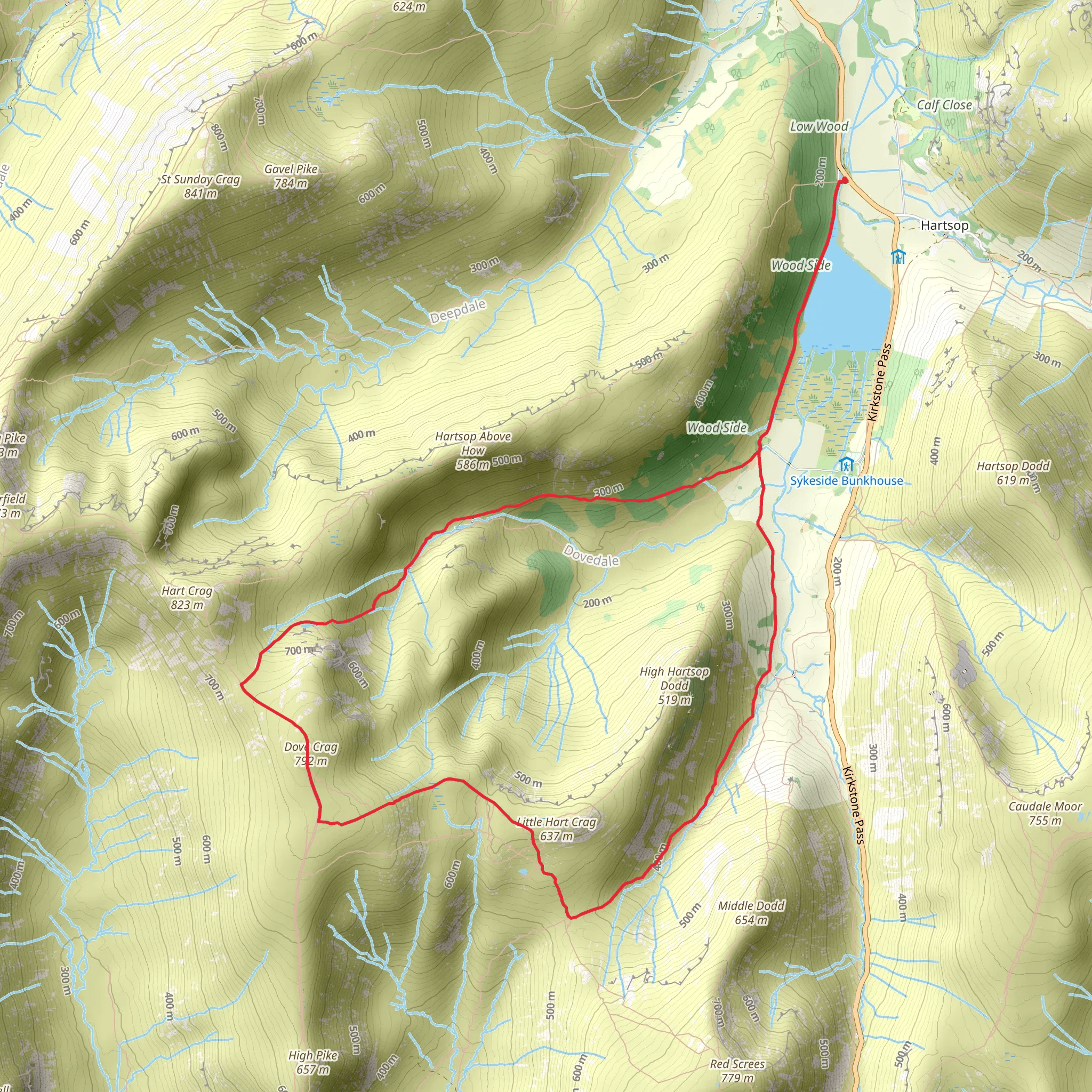 Dove Crag Loop from Brothers Water mobile static map