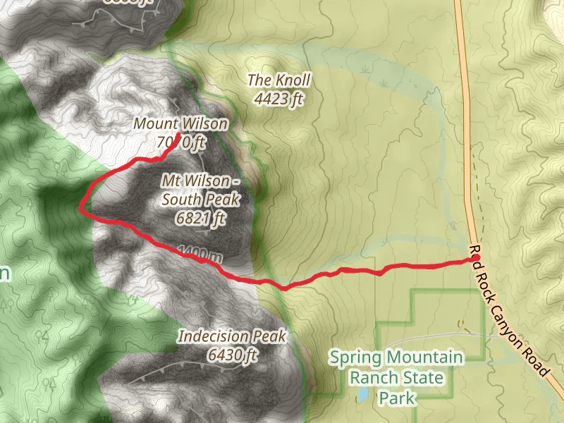 Mount Wilson via First Creek - Red Rock Canyon Road