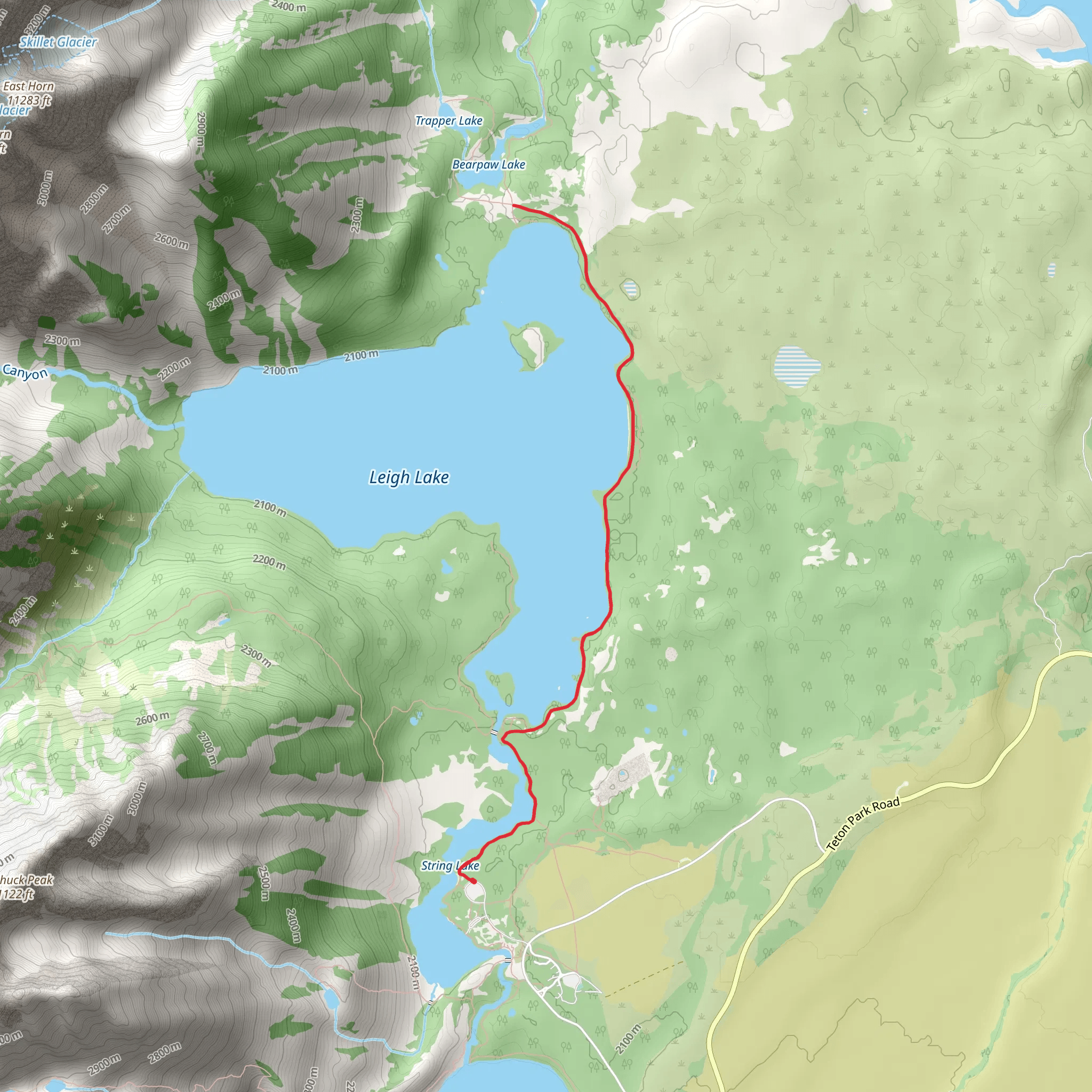 Leigh Lake Trail mobile static map