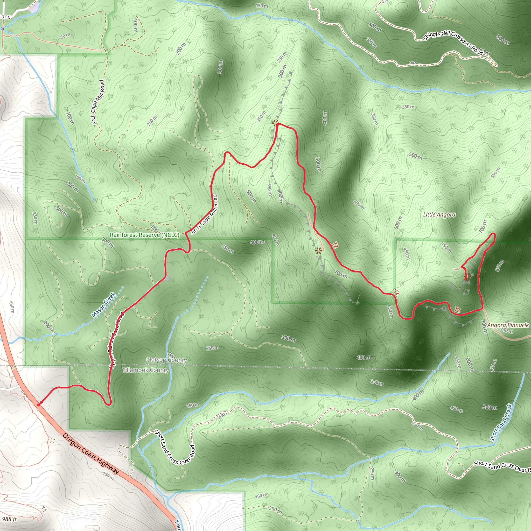 Angora Peak trail mobile static map