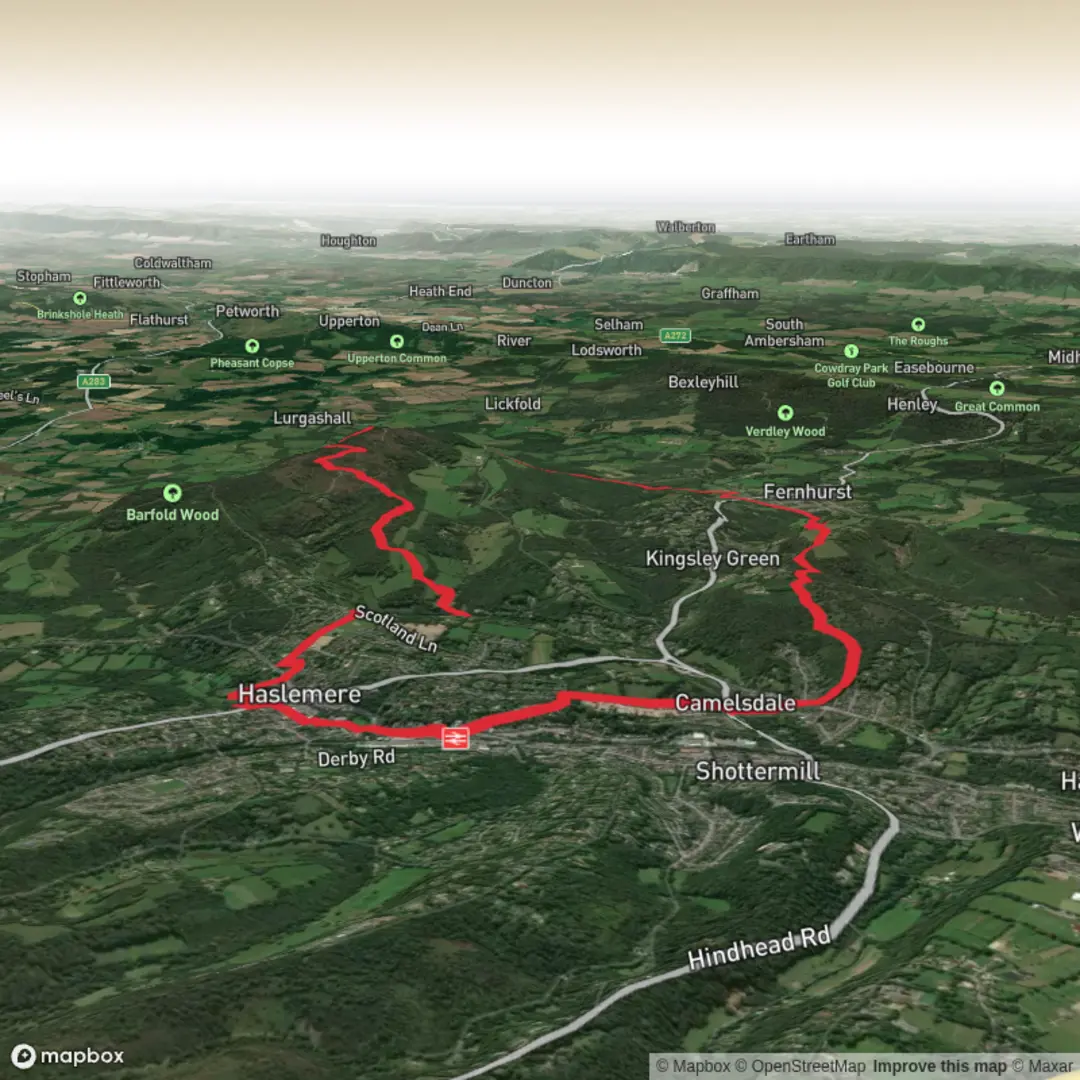 An image depicting the trail Haslemere and fernhurst circular and its surrounding area.