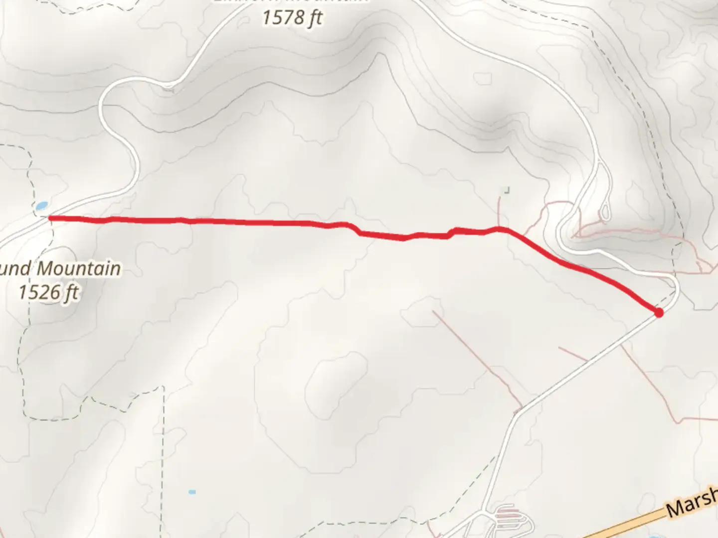 An image depicting the trail Ford Cemetery Out and Back and its surrounding area.