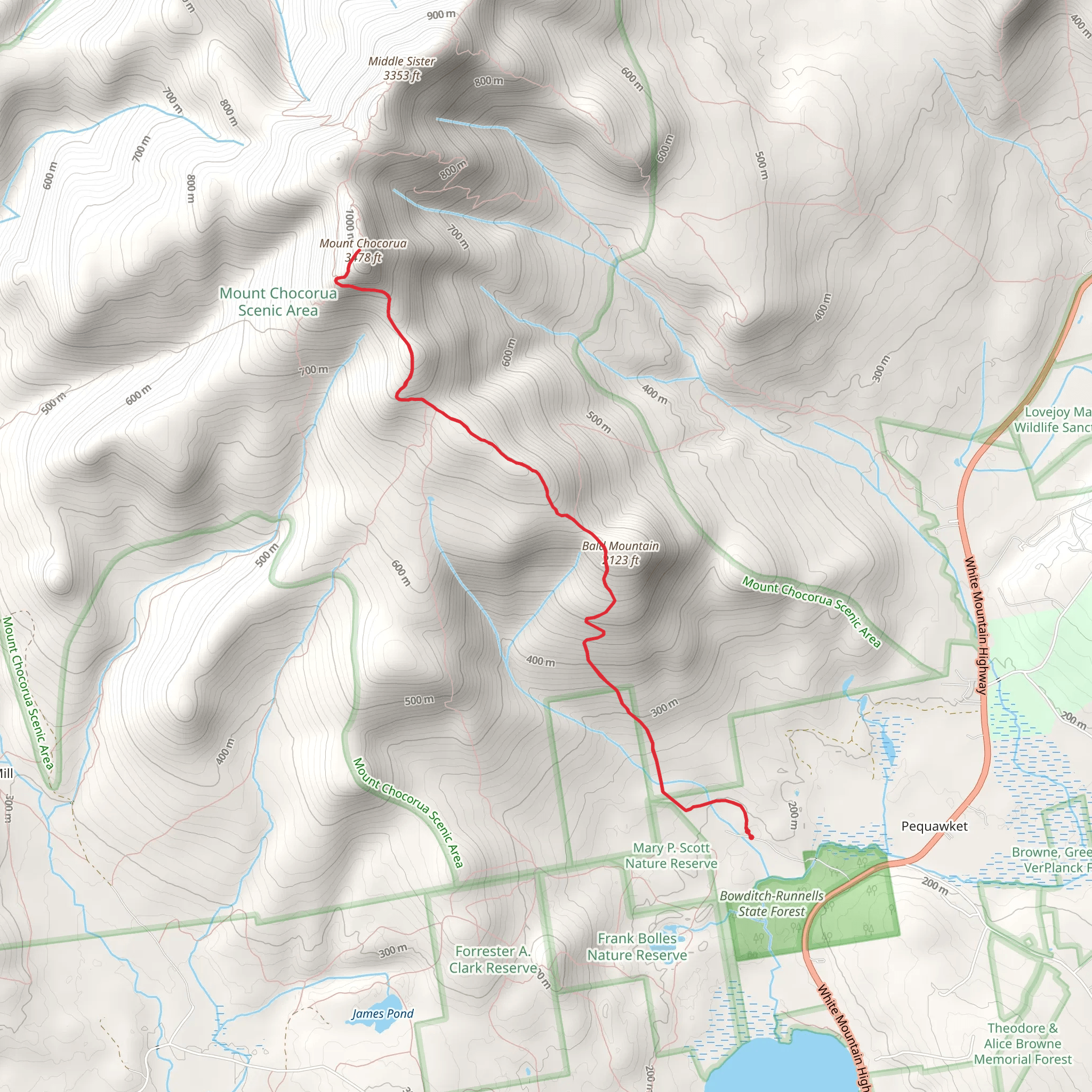 Mount Chocorua via Bald Mountain mobile static map