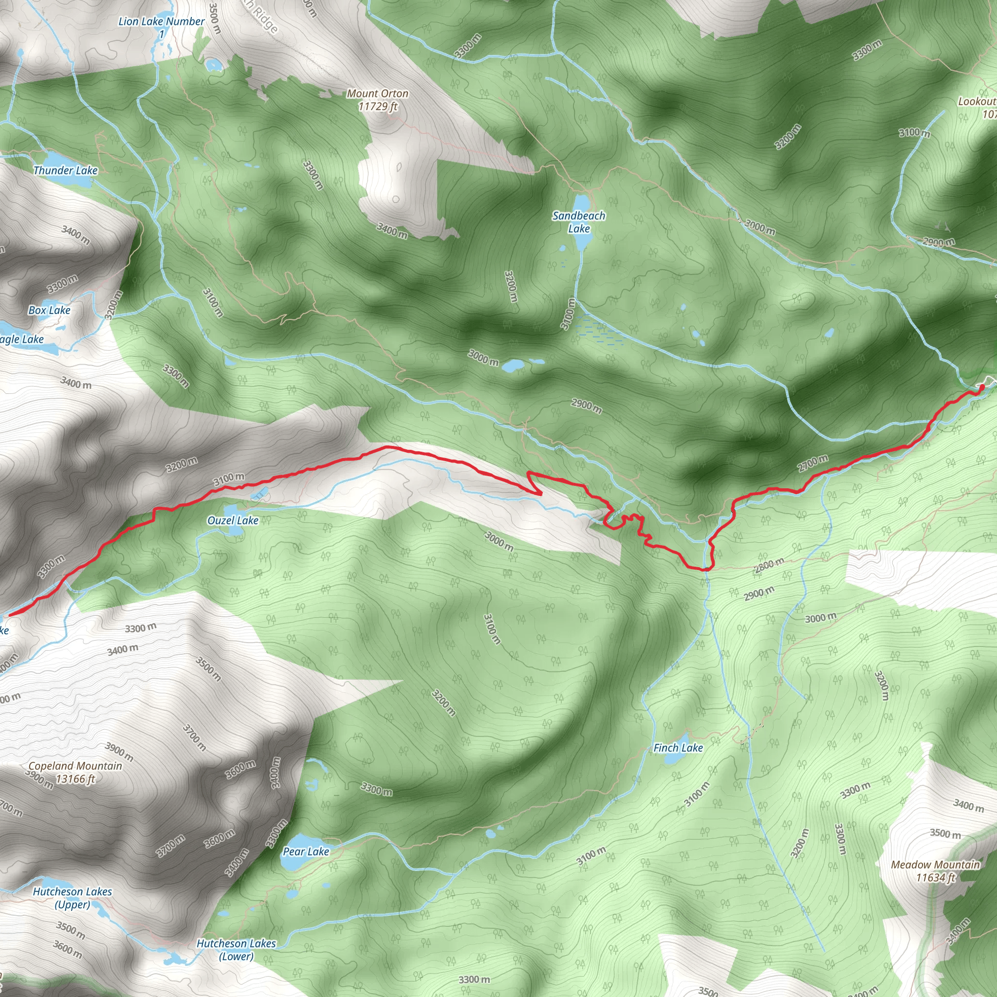 Bluebird Lake Trail mobile static map