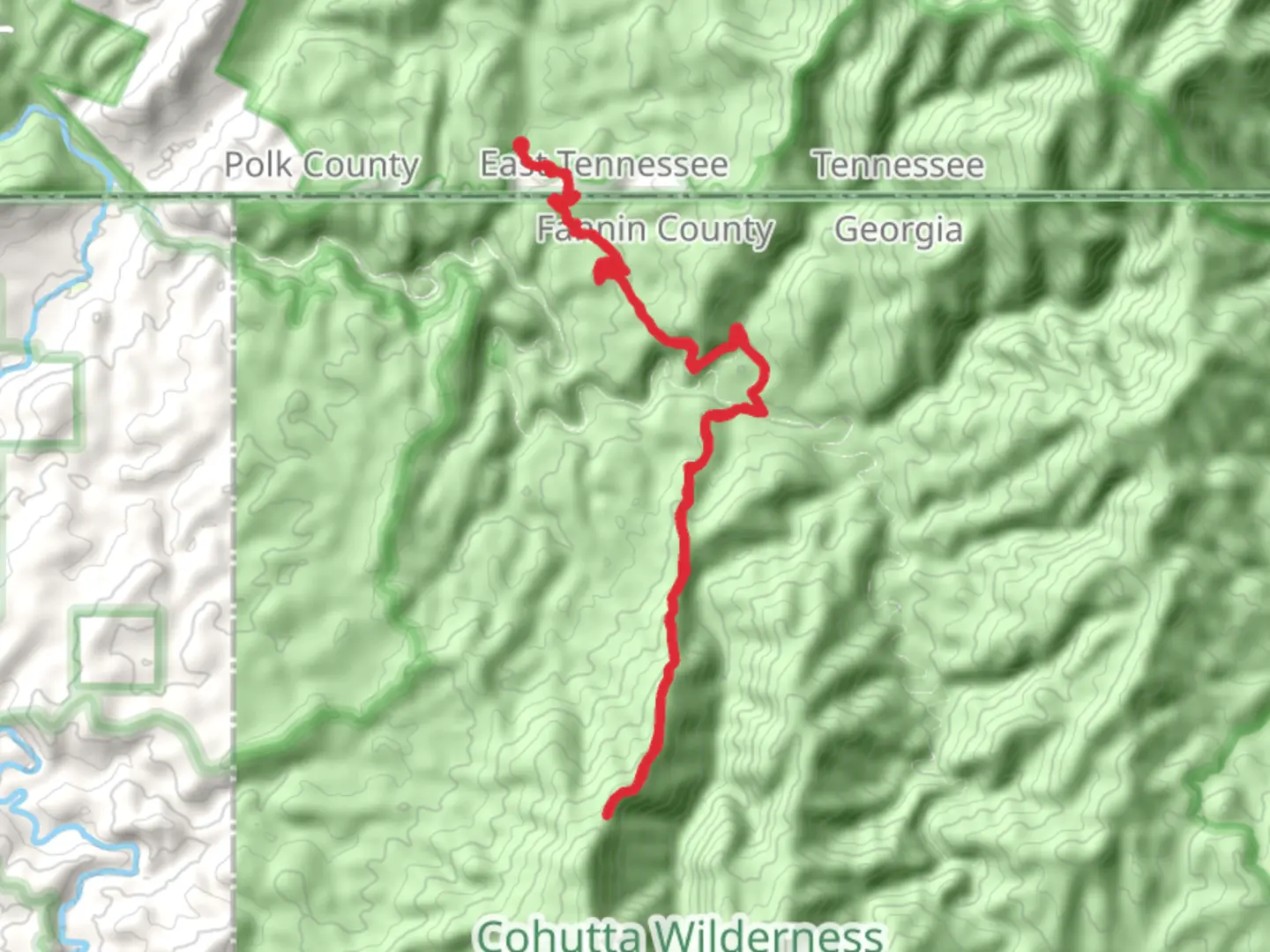 An image depicting the trail Beech Bottom and Hickory Ridge and its surrounding area.