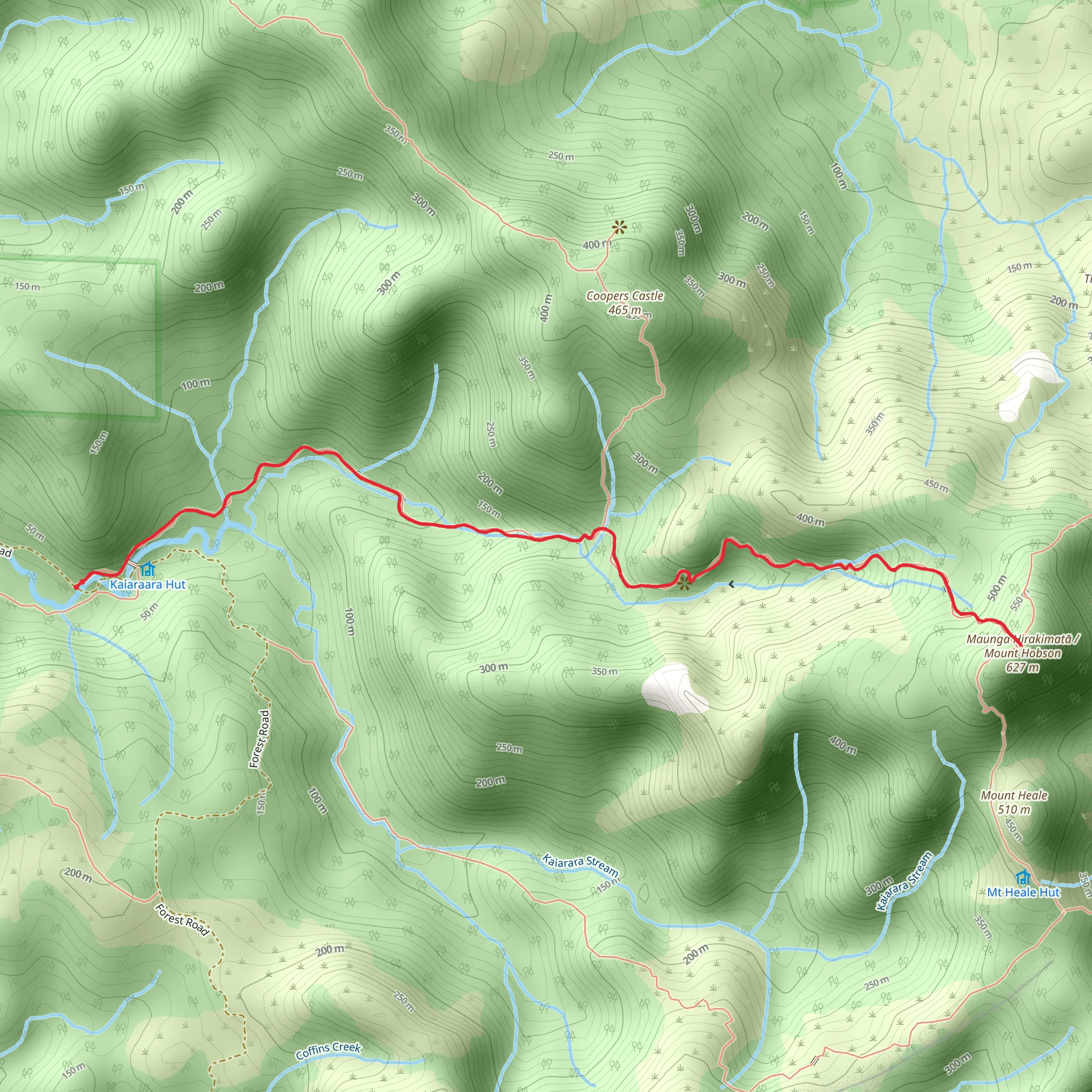 Kaiaraara Track to Mt Hobson - Hirakimata mobile static map