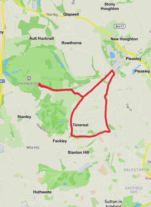 Hardwick, Pleasley, Taversal visitor centre and back. mobile static map