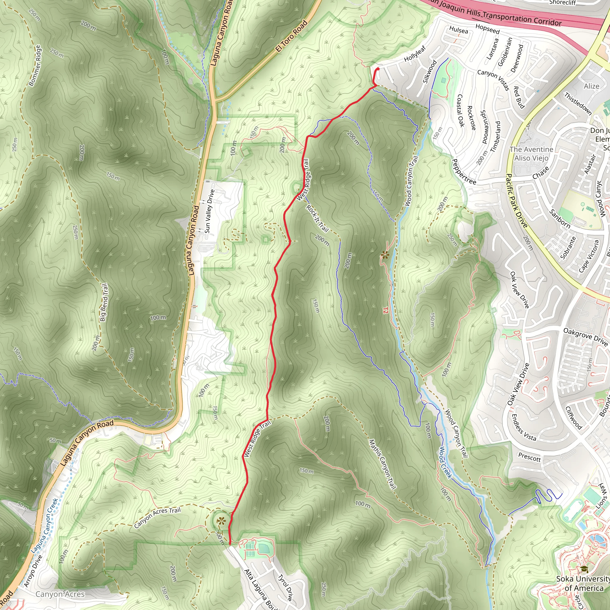 West Ridge Trail Out and Back mobile static map